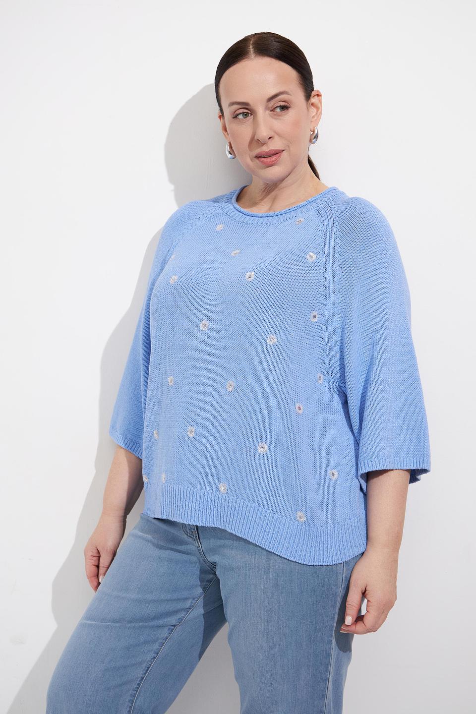 Пуловер Olsen светло-голубой с цветами