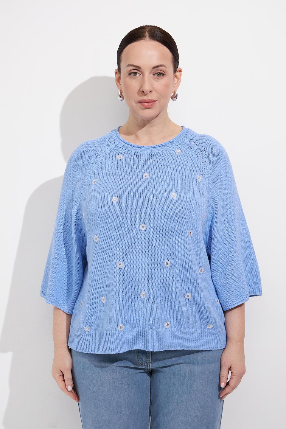 Пуловер Olsen светло-голубой с цветами