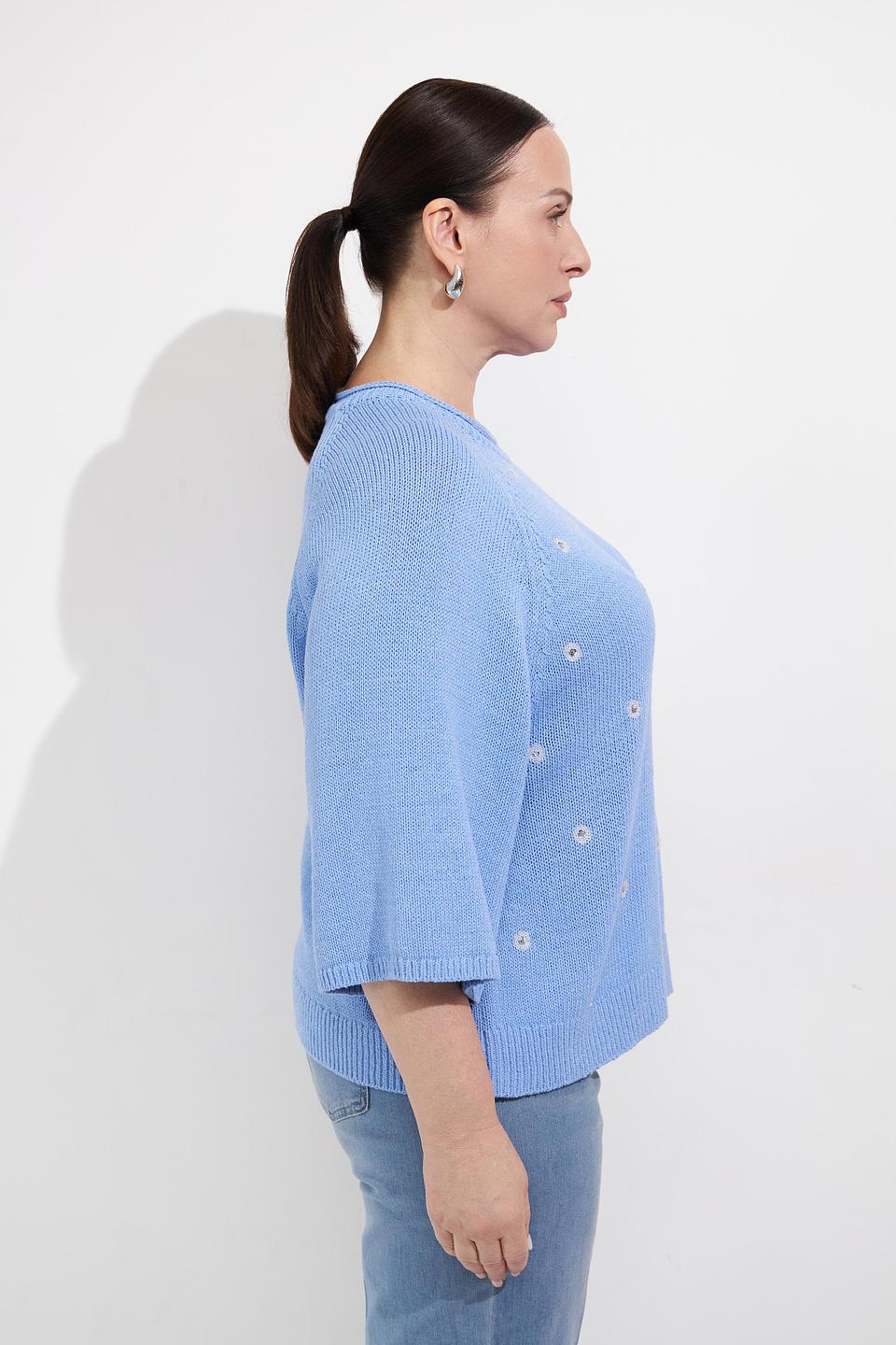 Пуловер Olsen светло-голубой с цветами