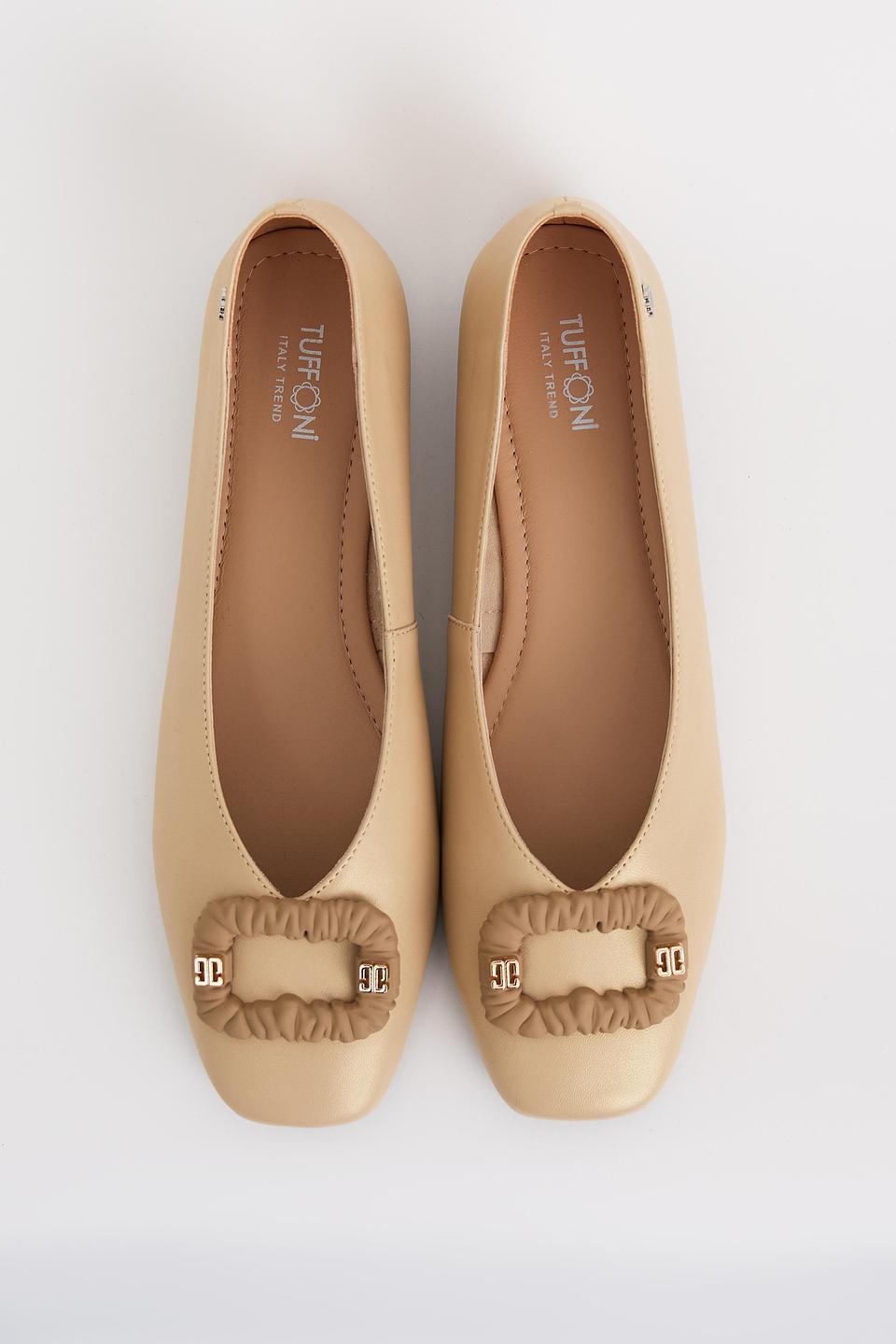 Балетки Tuffoni с бантом бежевые