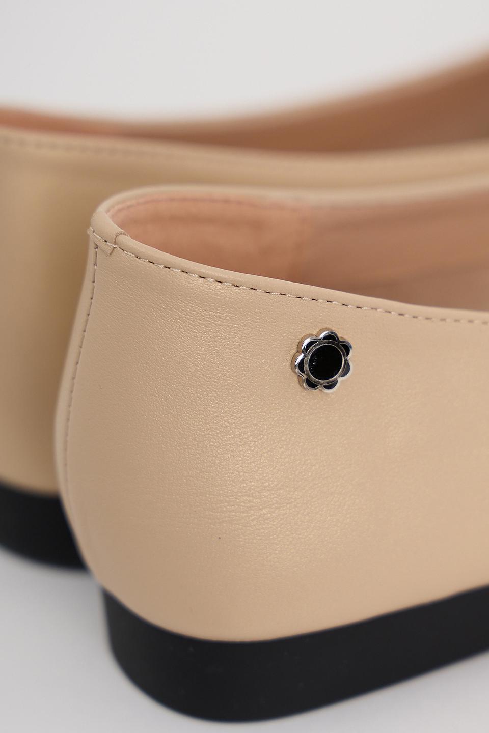 Балетки Tuffoni с бантом бежевые