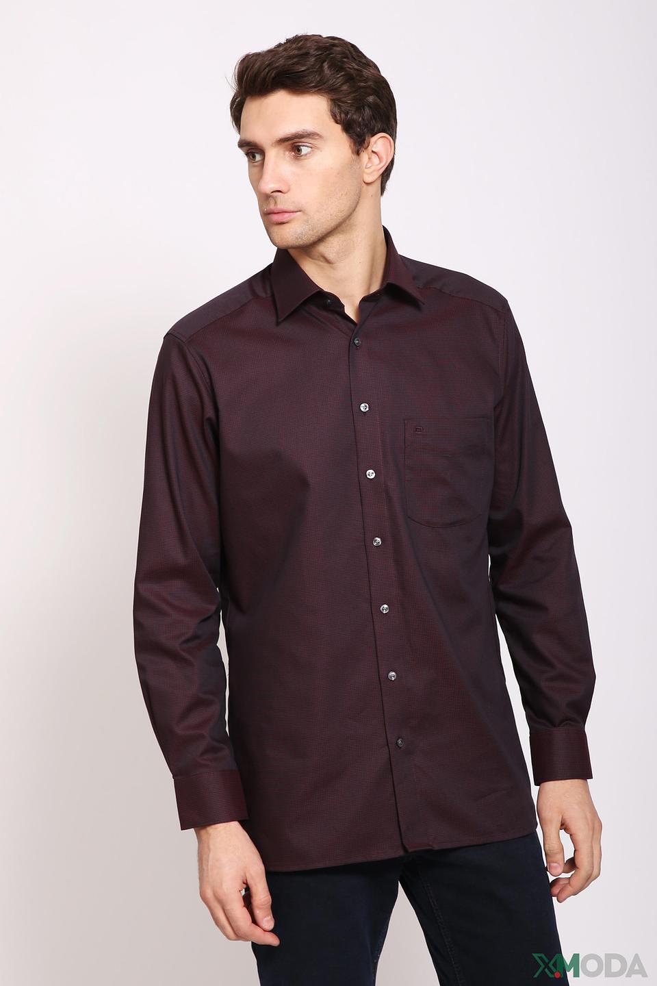 Рубашка Olymp бордовый приталенный
