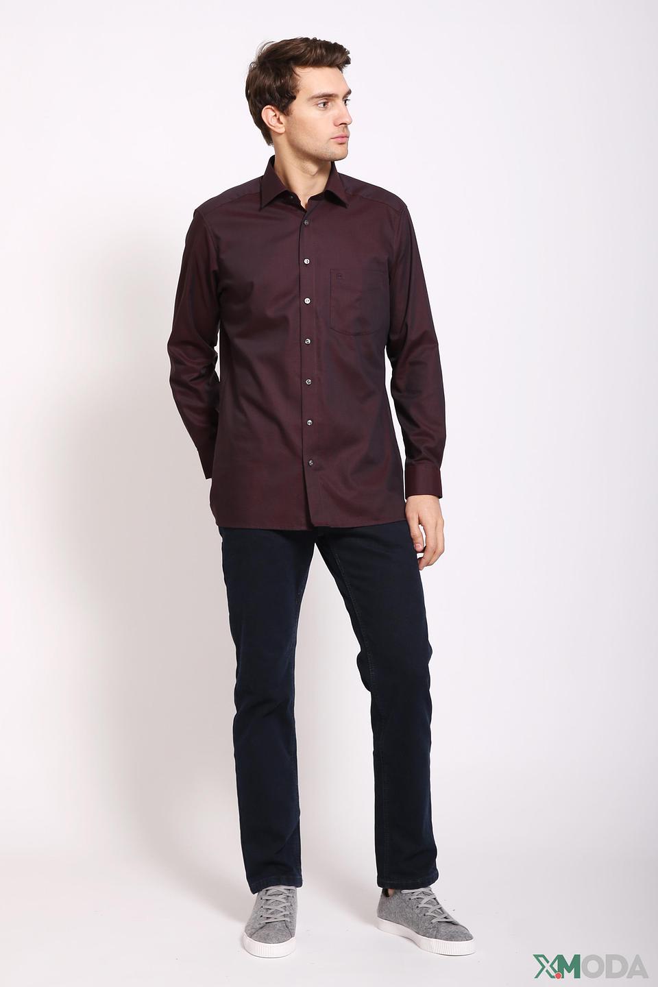 Рубашка Olymp бордовый приталенный