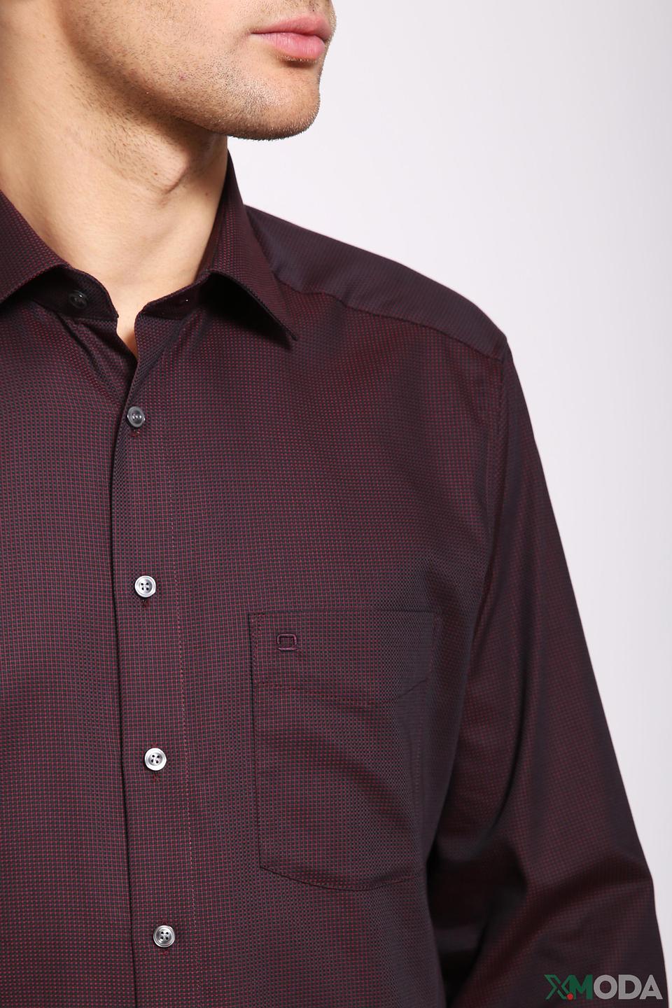 Рубашка Olymp бордовый приталенный