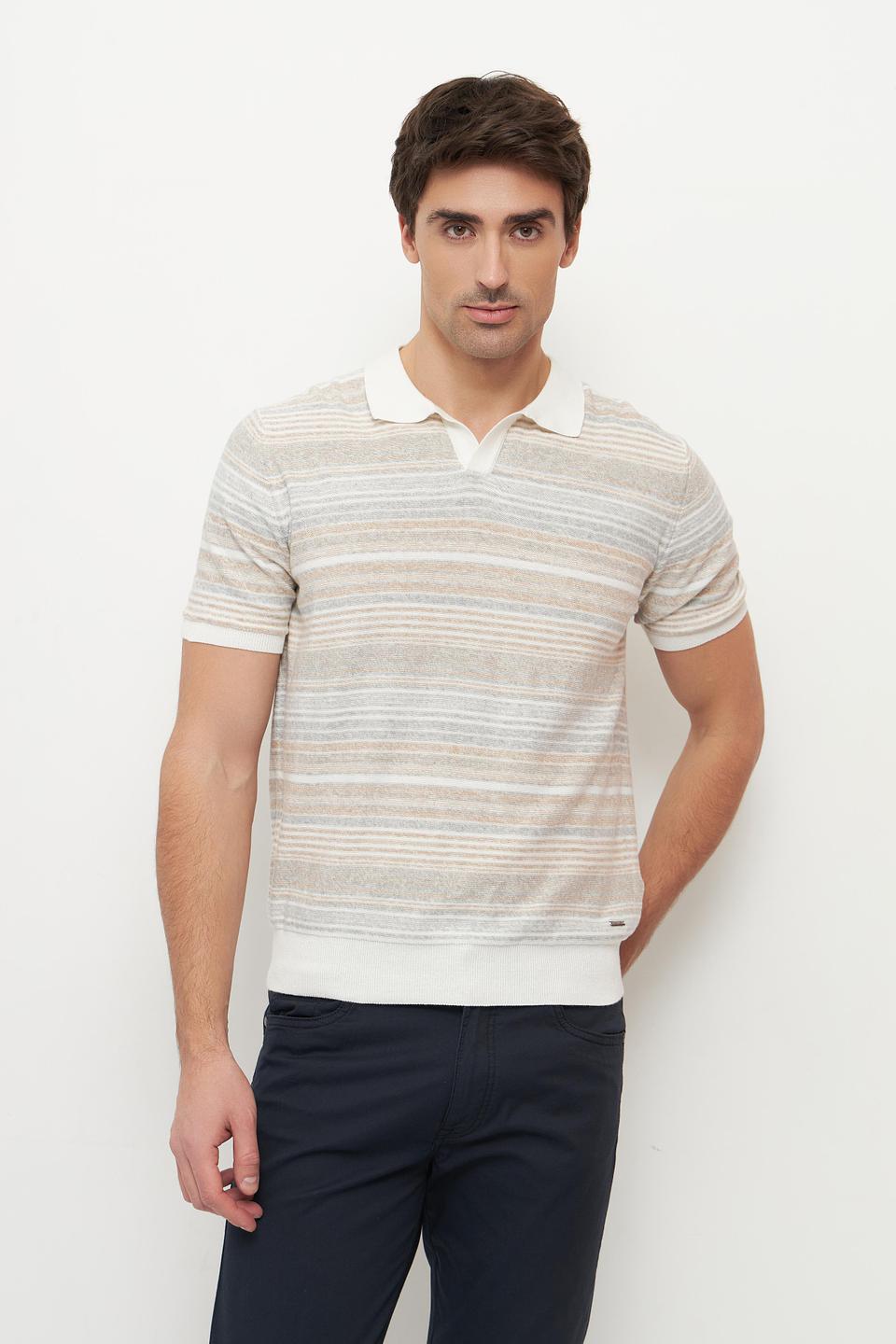 Поло Ragman в полоску бежевый