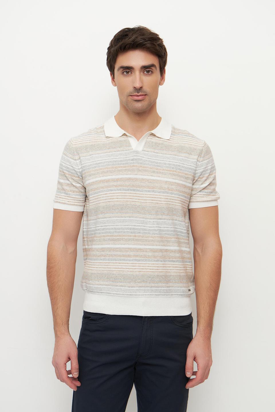 Поло Ragman в полоску бежевый