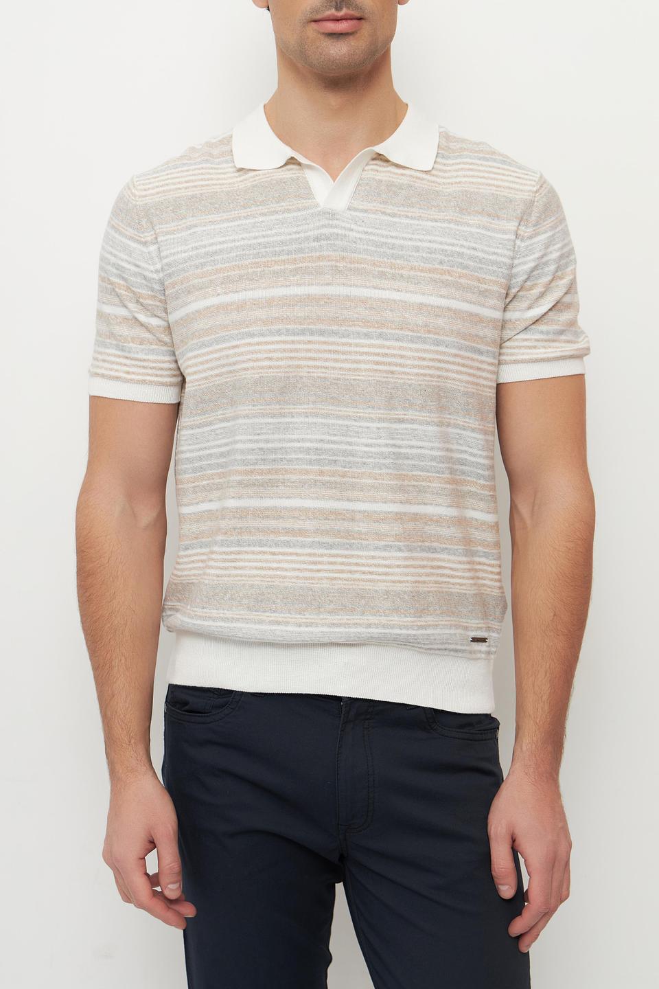 Поло Ragman в полоску бежевый