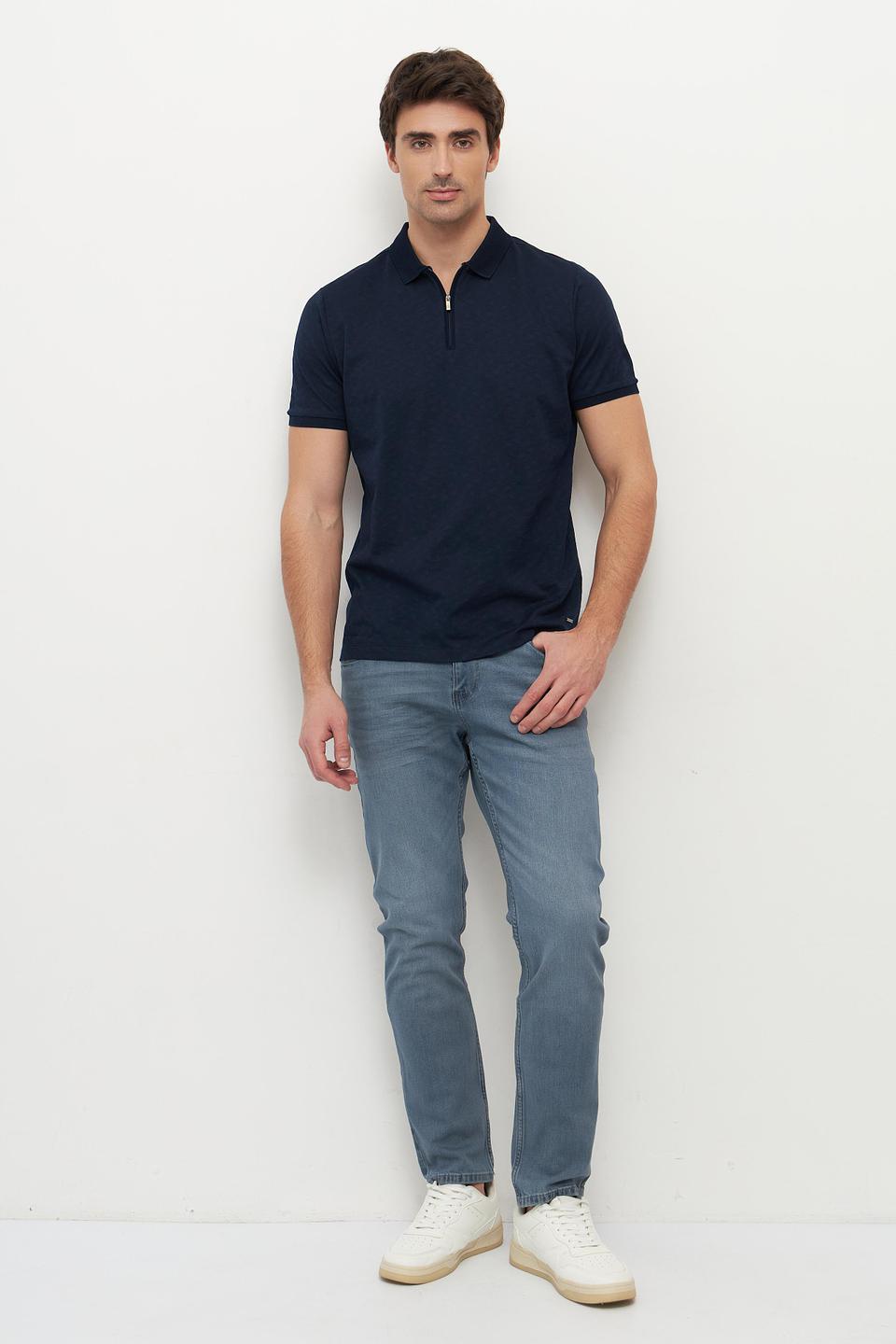 Поло Ragman с контрастной отделкой синий