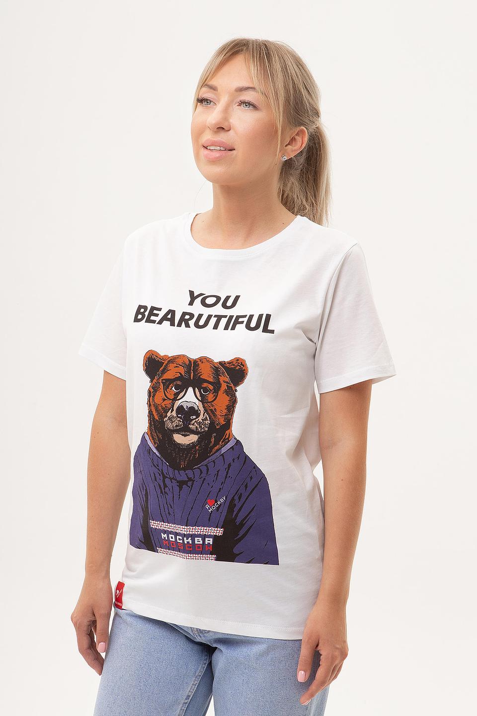 Футболка Я люблю Москву медведь белый