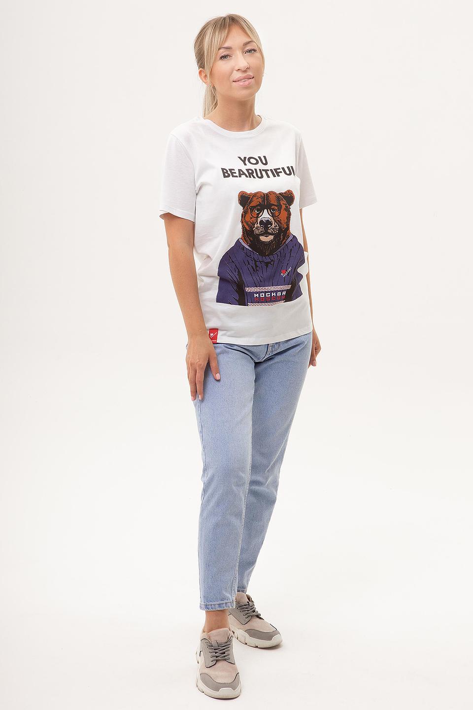 Футболка Я люблю Москву медведь белый