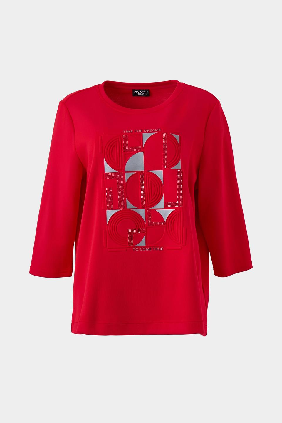 Пуловер Via Appia с принтом красный