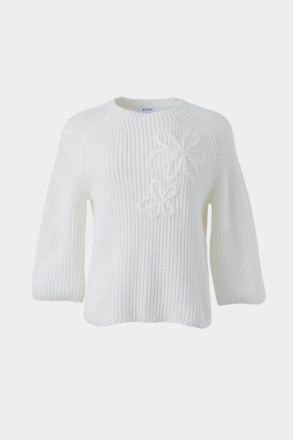 Пуловер Bianca с цветочной аппликацией