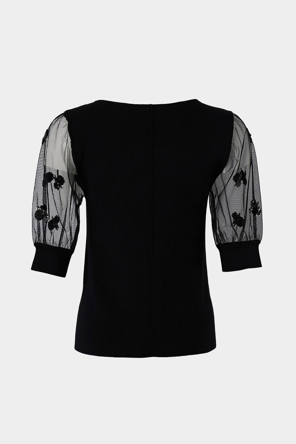 Пуловер Oui с рукавами-фонариками чёрный