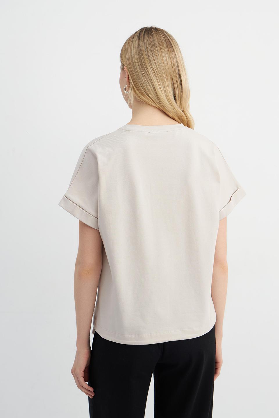 Футболка Passioni с принтом бежевая