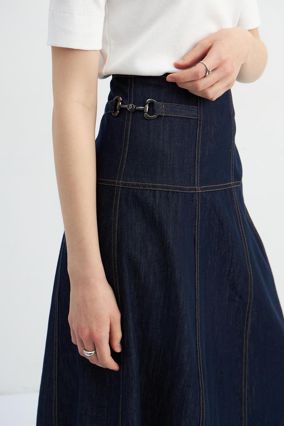 Юбка джинсовая Oui с вышивкой