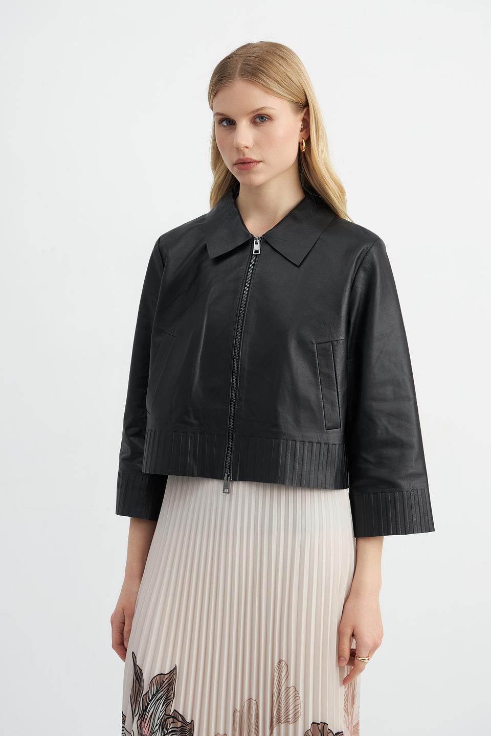 Кожаная куртка Marc Cain с отделкой