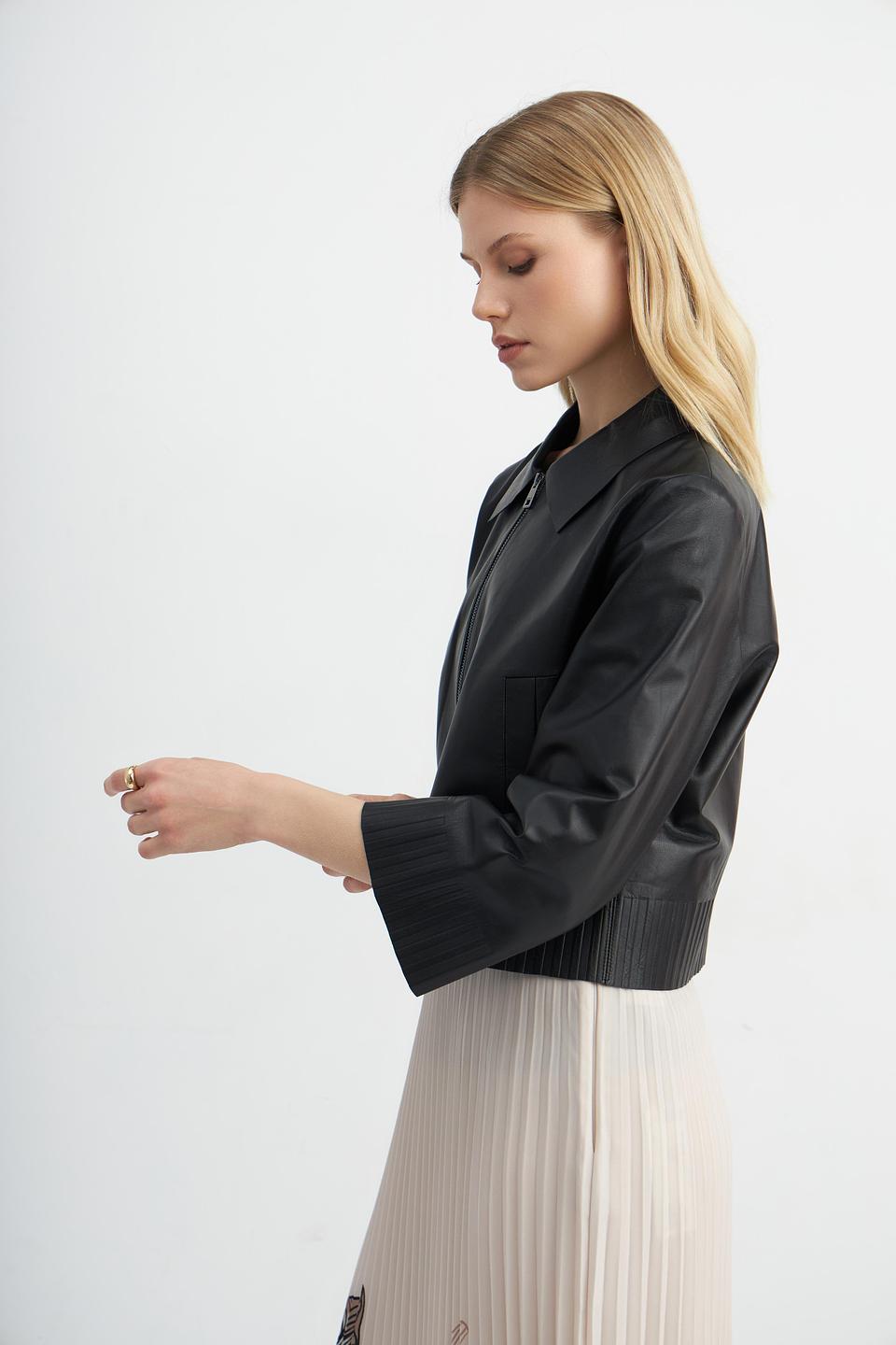 Кожаная куртка Marc Cain с отделкой