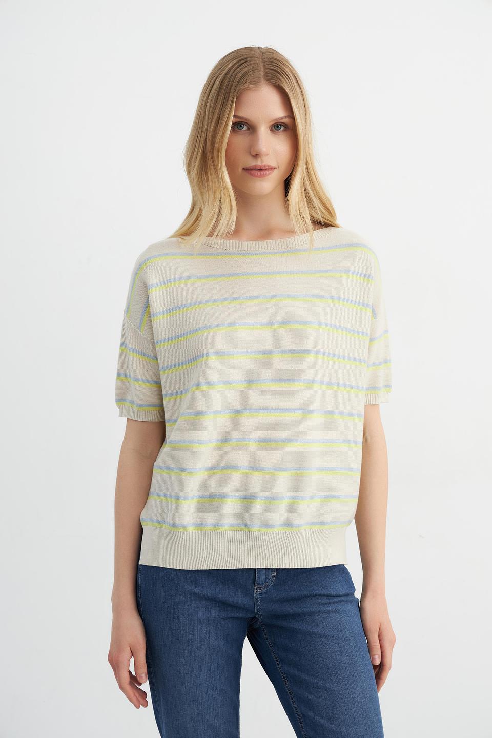 Пуловер Catnoir в полоску бежевый