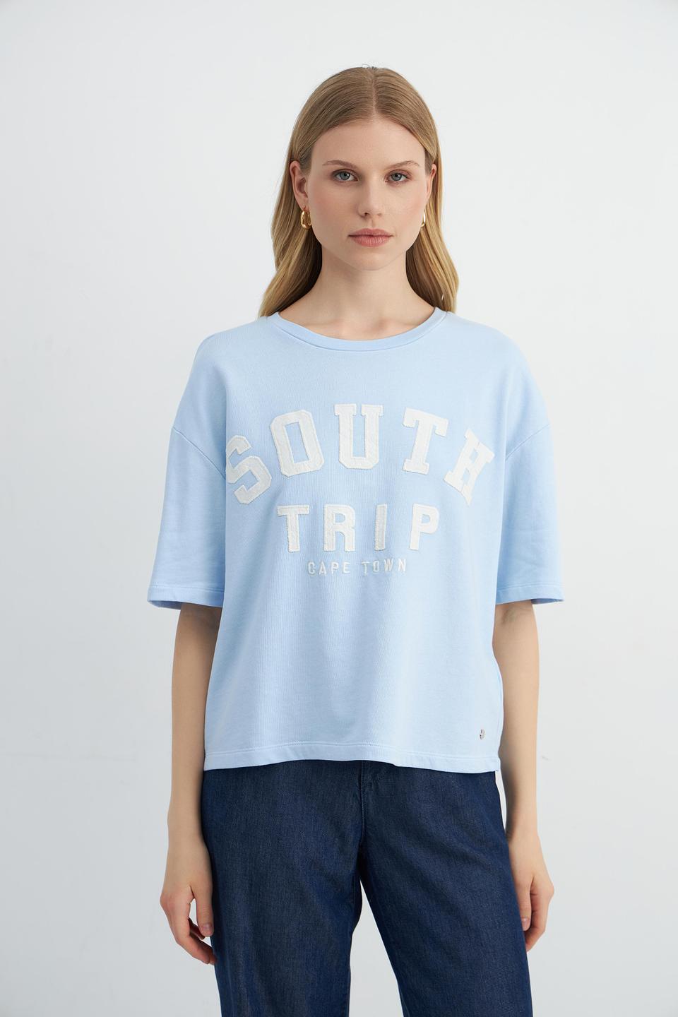 Футболка Monari светло-голубая с принтом