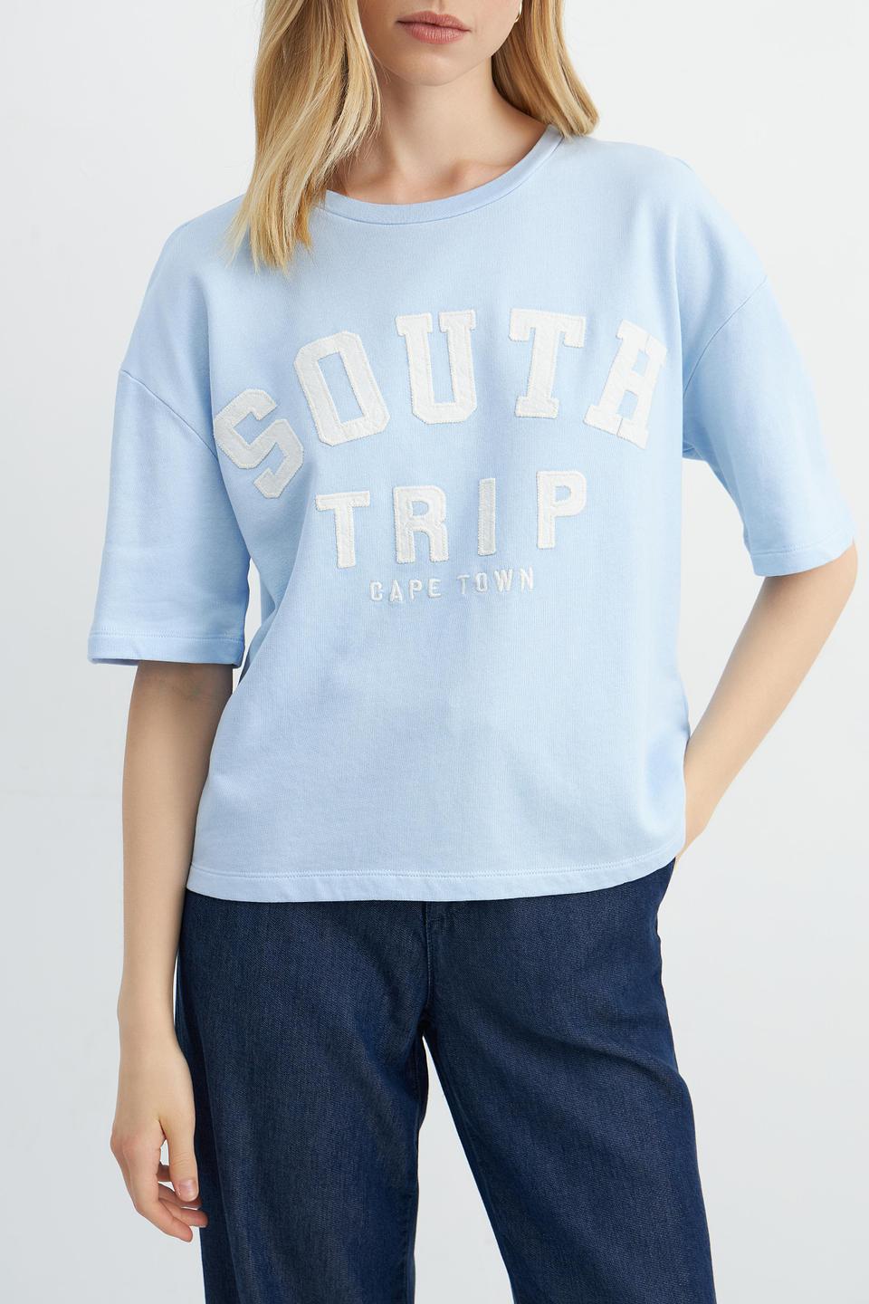 Футболка Monari светло-голубая с принтом