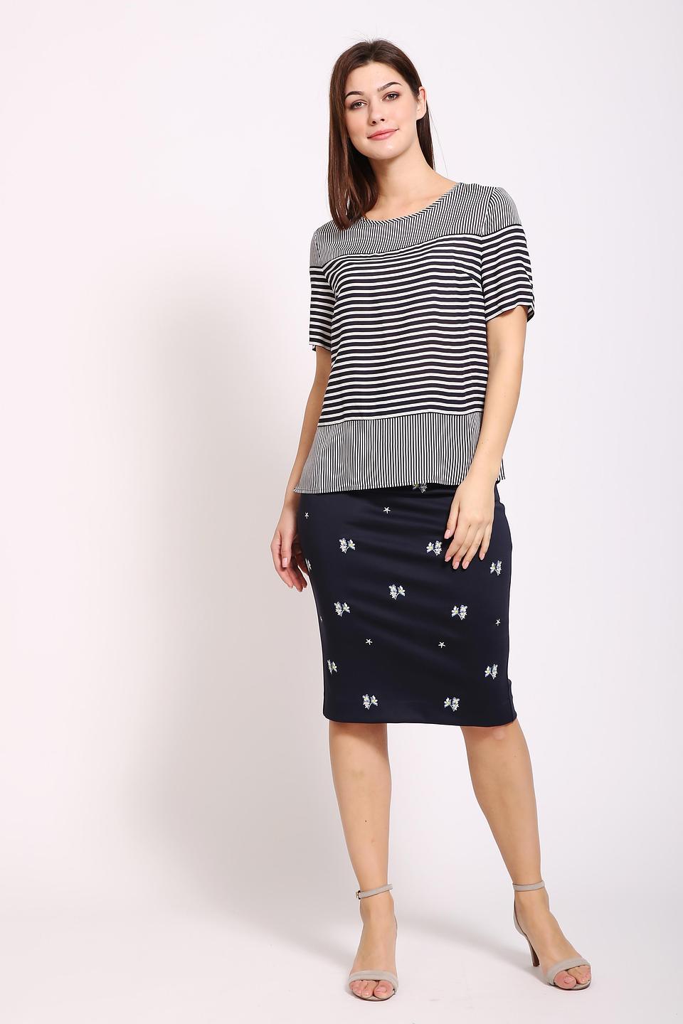 Юбка Pezzo с вышивкой темно-синяя