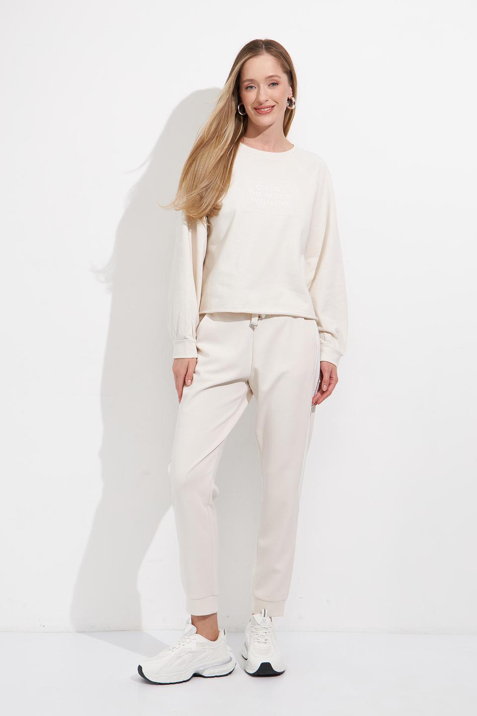 Пуловер Monari с принтом бежевый