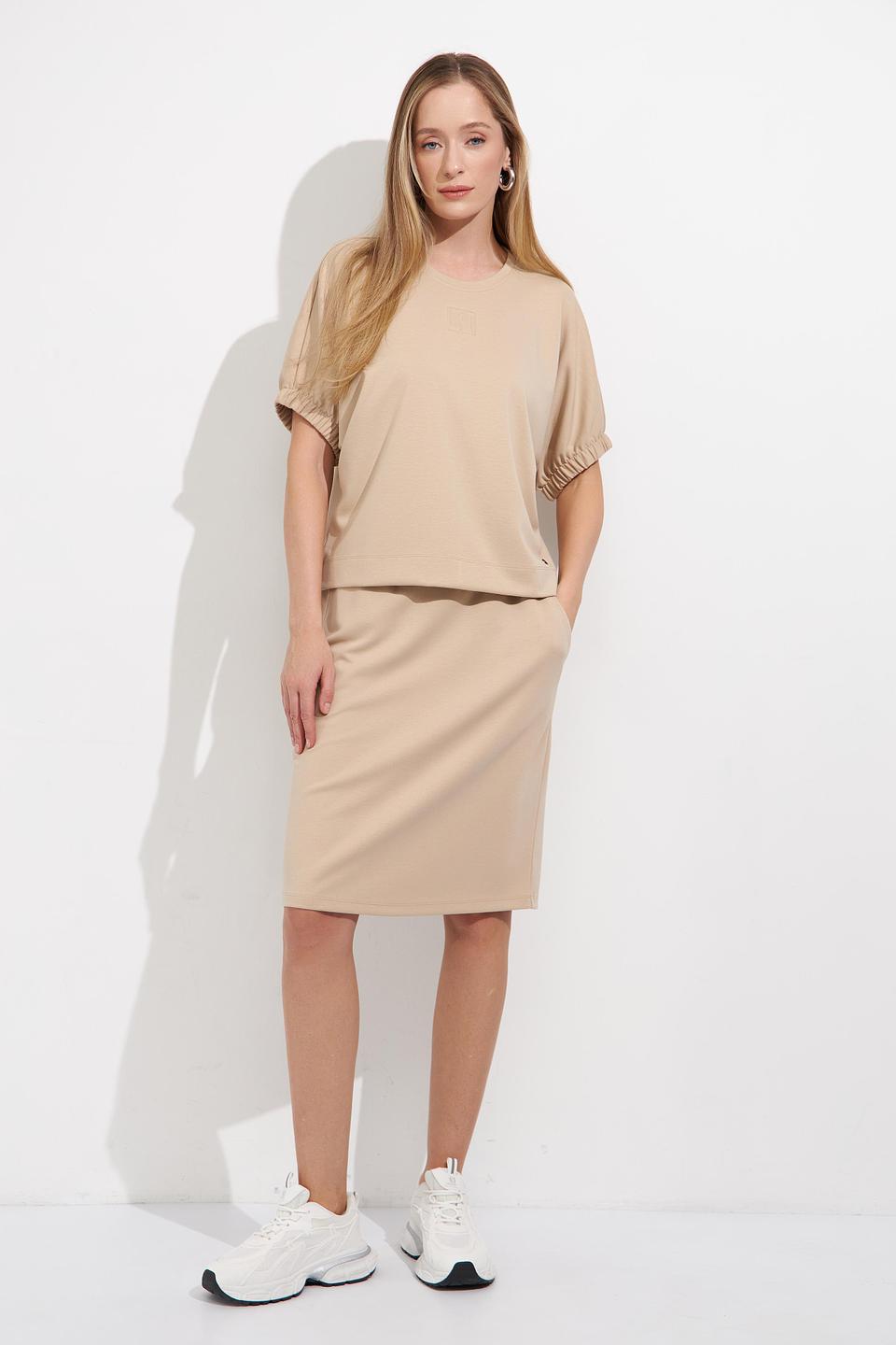 Пуловер Monari бежевый с рукавами-фонариками