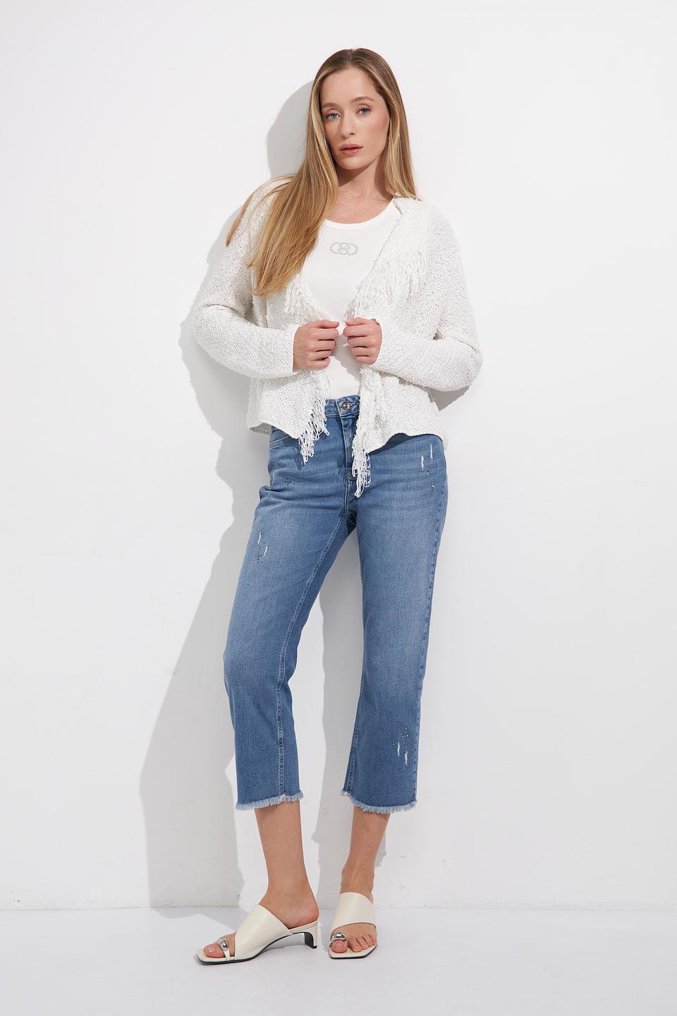 Жакет Monari с бахромой белый