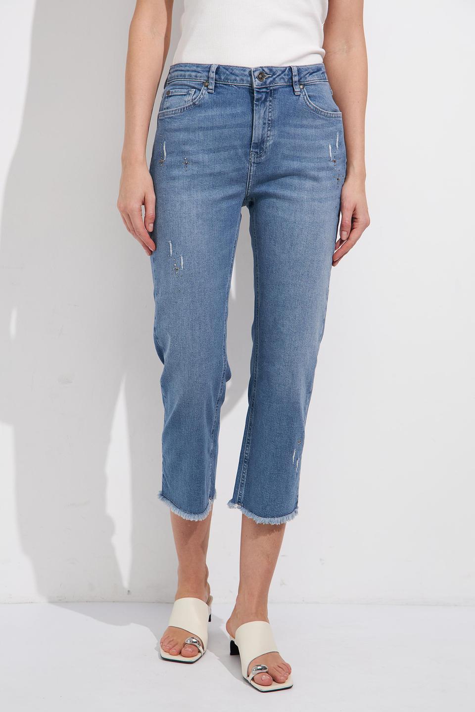 Бриджи Monari с потертостями голубые