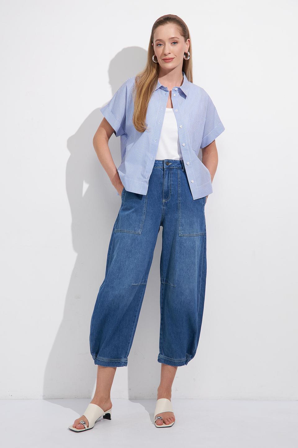 Джинсы Lecomte шаровары с вышивкой