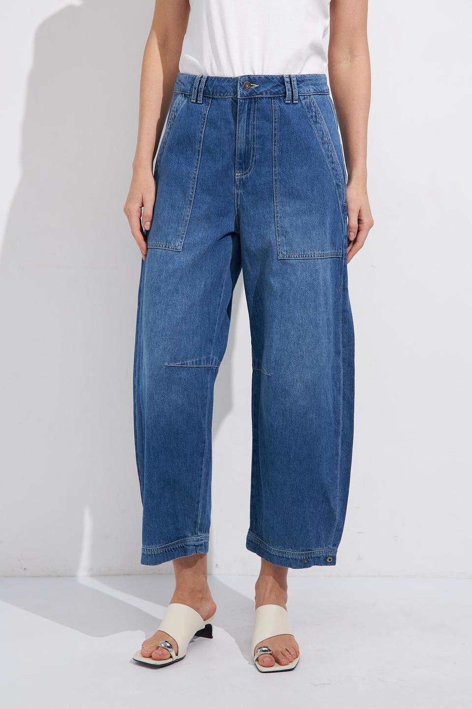 Джинсы Lecomte шаровары с вышивкой