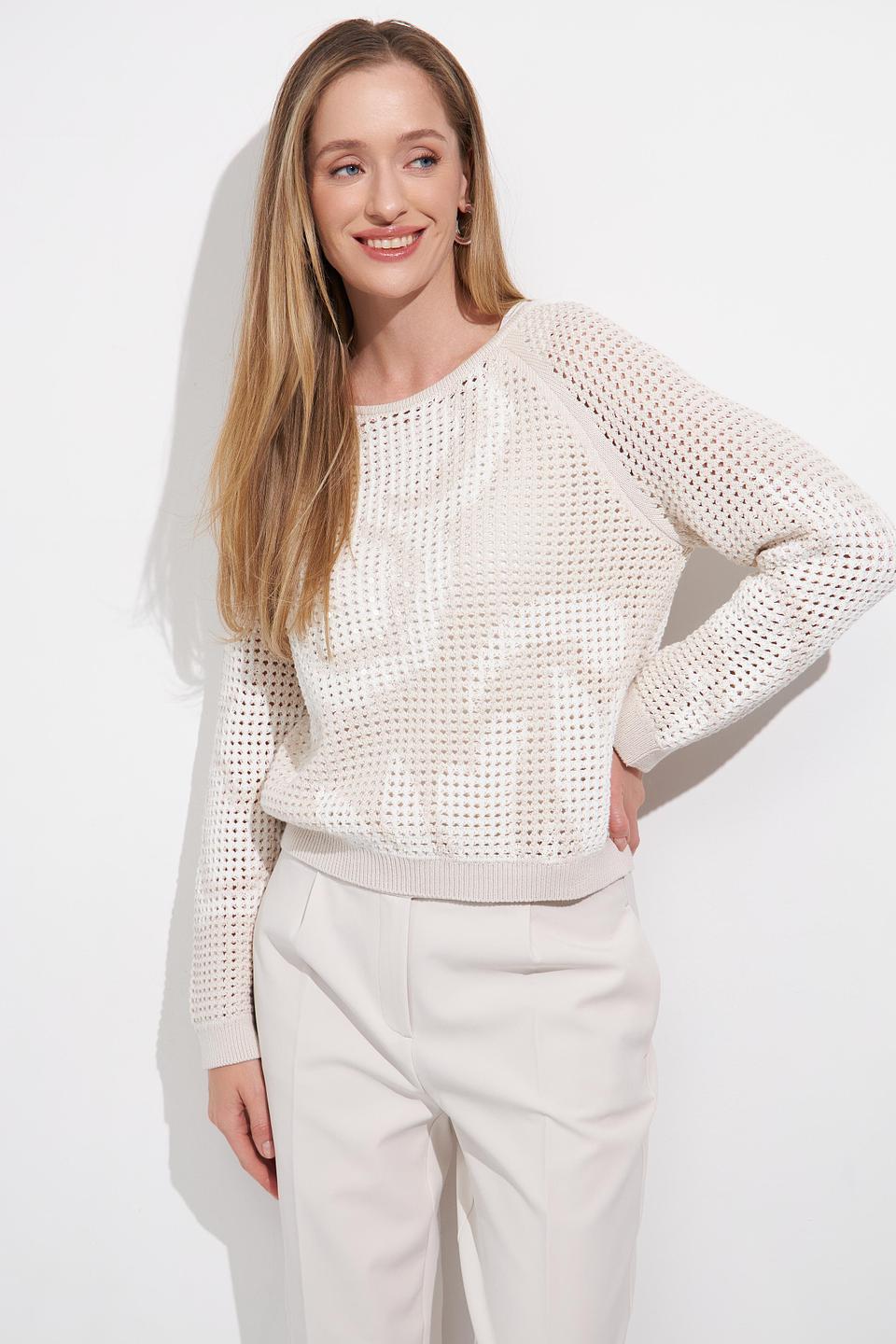 Пуловер Monari ажурный бежевый