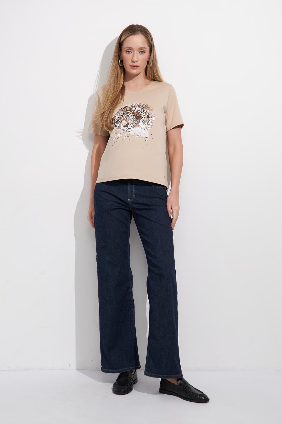 Футболка Monari с леопардом бежевая