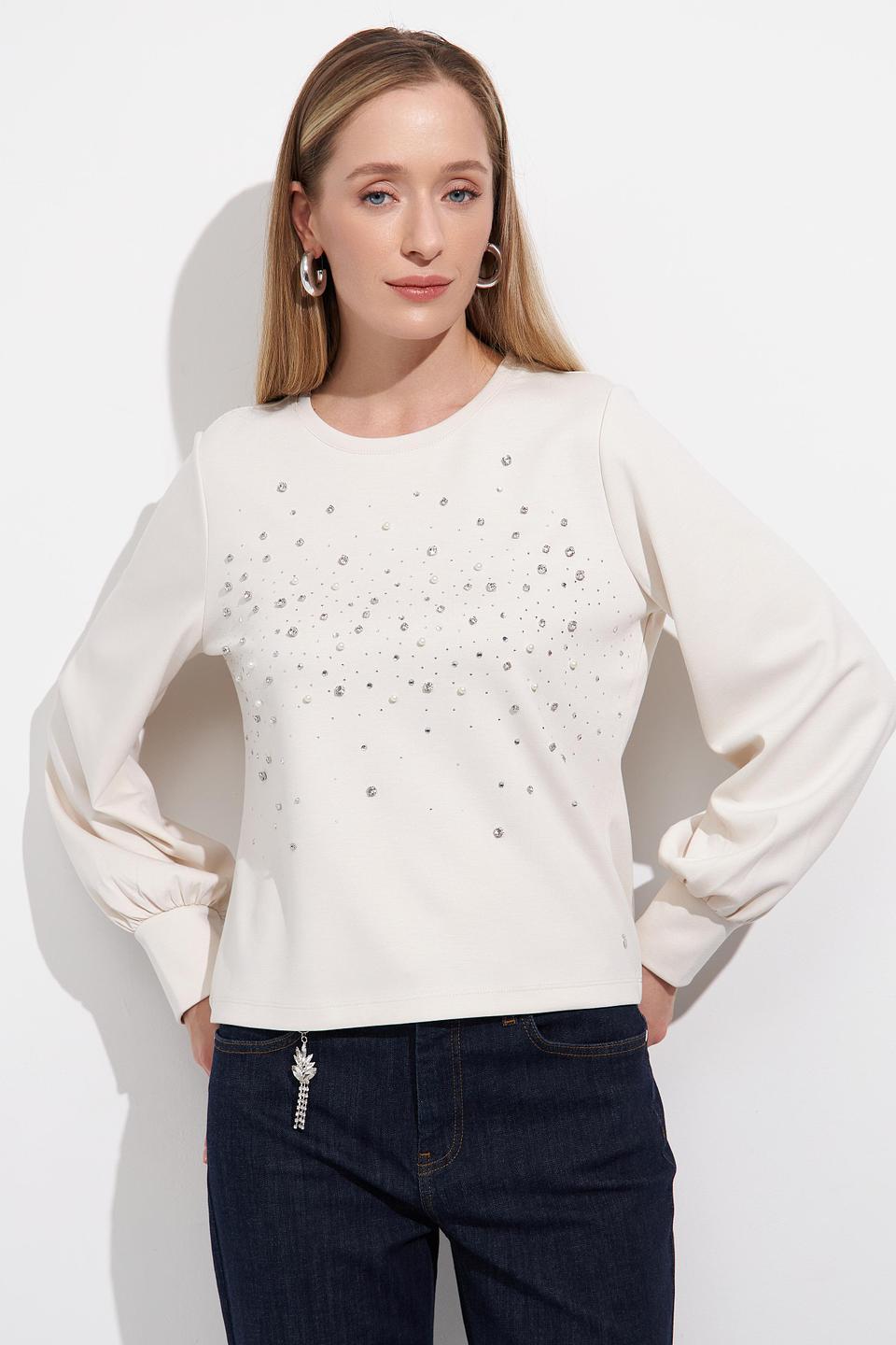 Пуловер Monari с камнями кремовый