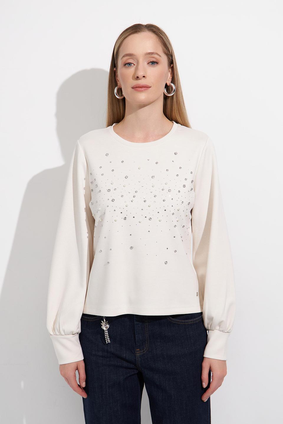Пуловер Monari с камнями кремовый