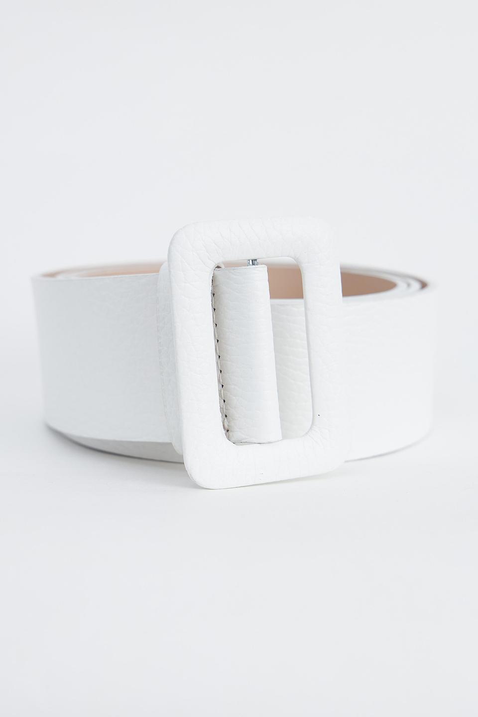 Ремень Fabretti белый с квадратной пряжкой