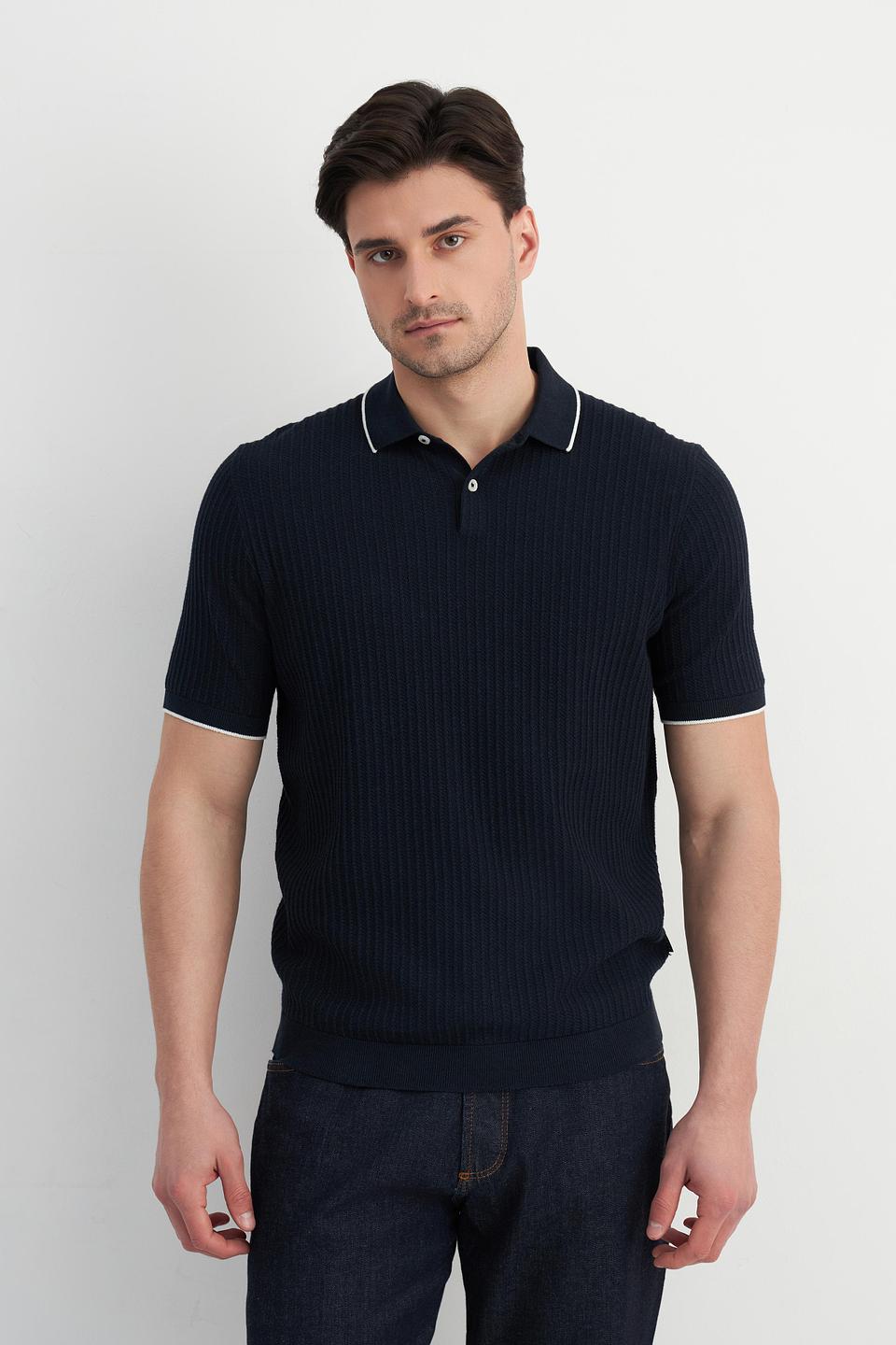 Поло Bugatti трикотажное тёмно-синее