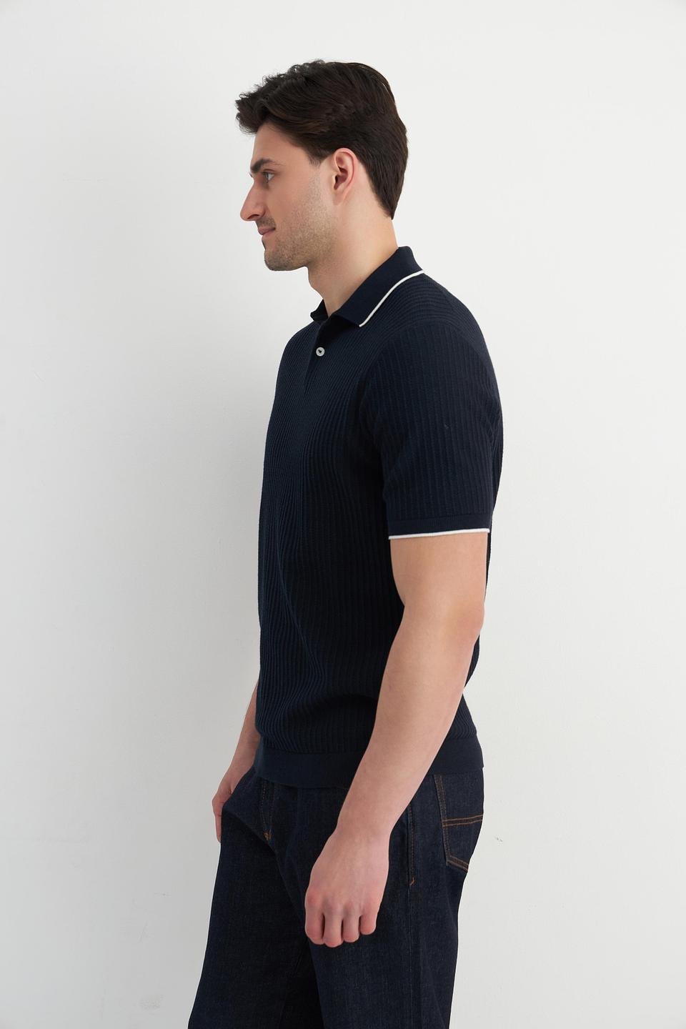 Поло Bugatti трикотажное тёмно-синее