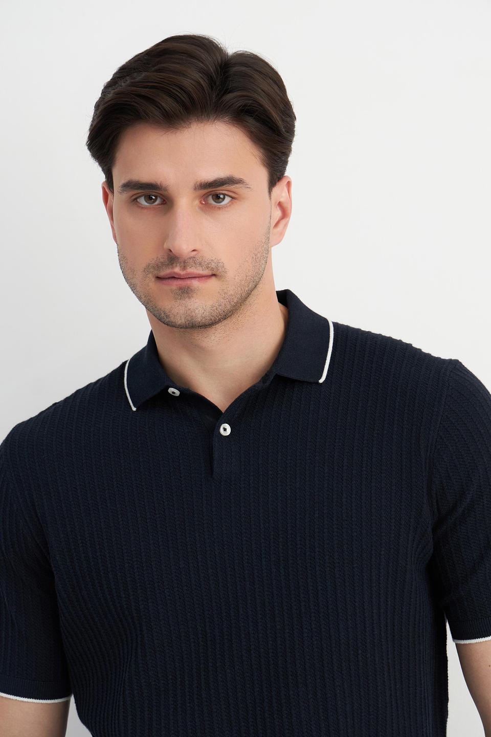 Поло Bugatti трикотажное тёмно-синее