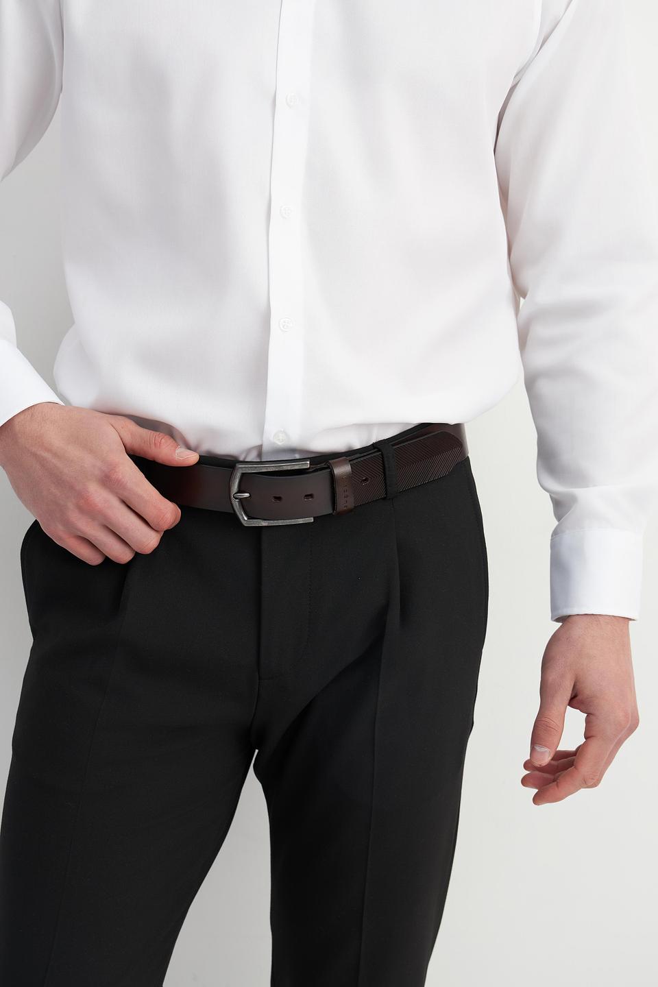 Ремень Bugatti ACC коричневый с декоративной строчкой