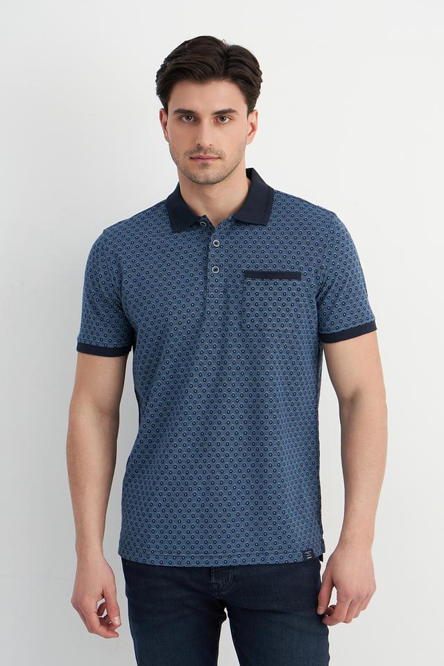 Поло Lerros с принтом синий