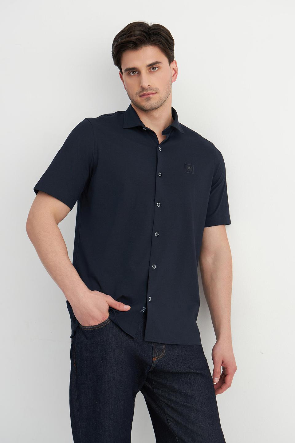 Рубашка Lerros темно-синяя с коротким рукавом