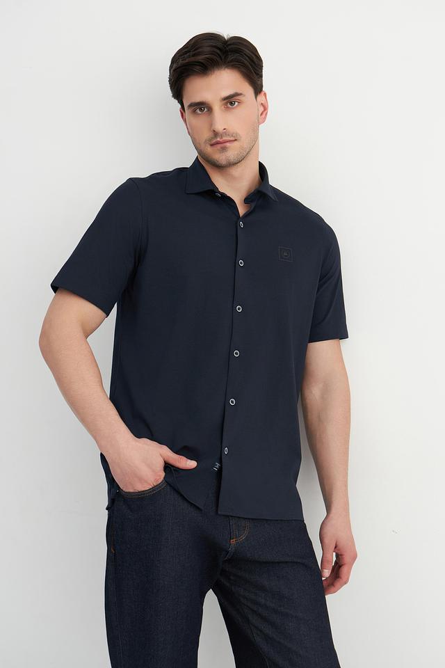 Рубашка Lerros темно-синяя с коротким рукавом