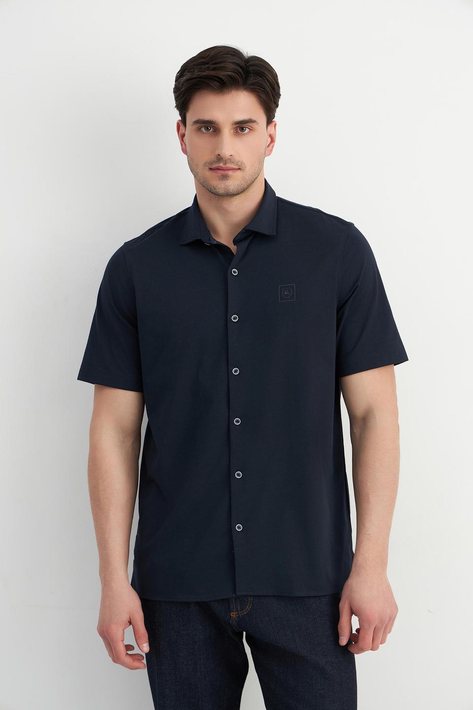 Рубашка Lerros темно-синяя с коротким рукавом