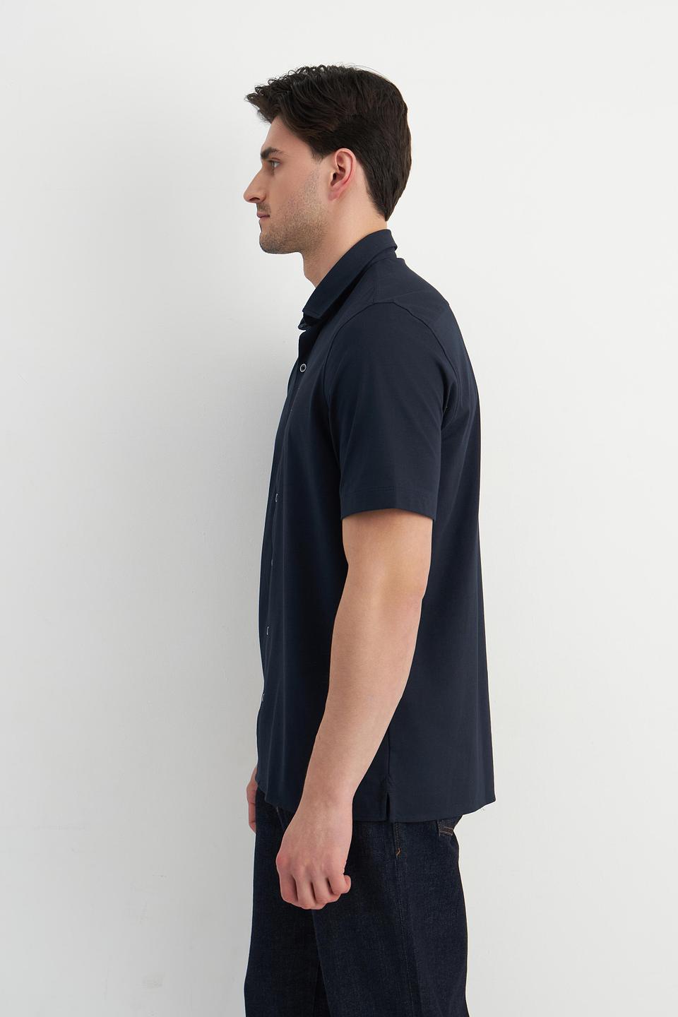 Рубашка Lerros темно-синяя с коротким рукавом