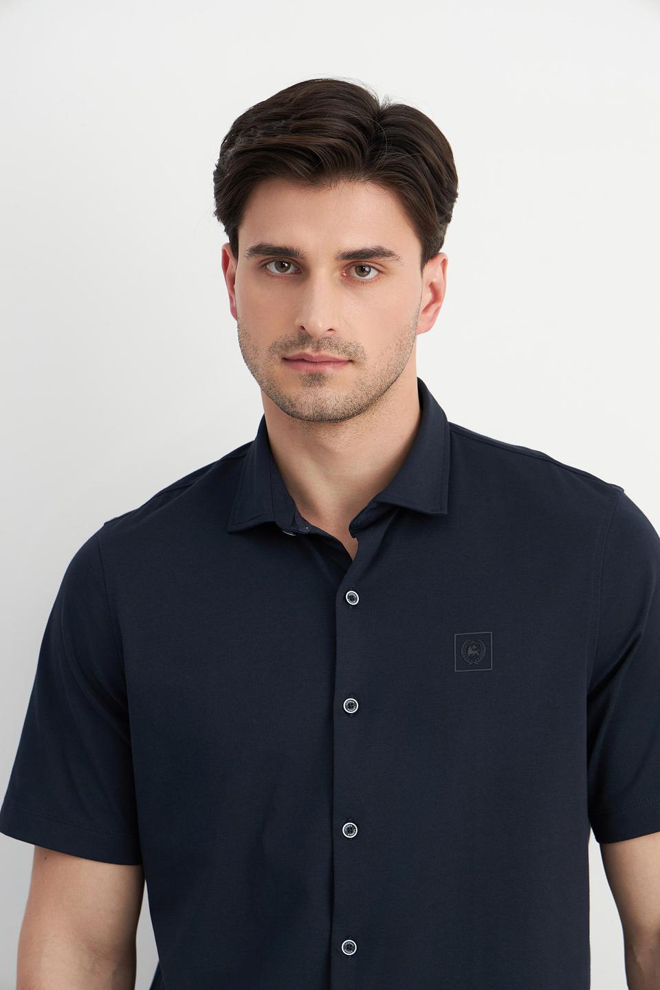 Рубашка Lerros темно-синяя с коротким рукавом