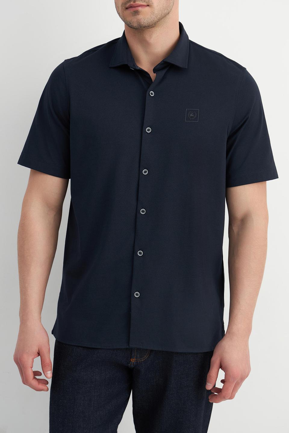 Рубашка Lerros темно-синяя с коротким рукавом