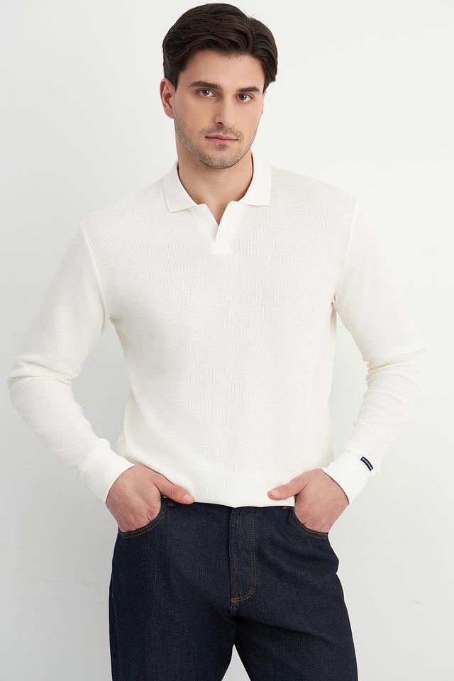 Поло Tom Tailor белое с длинным рукавом