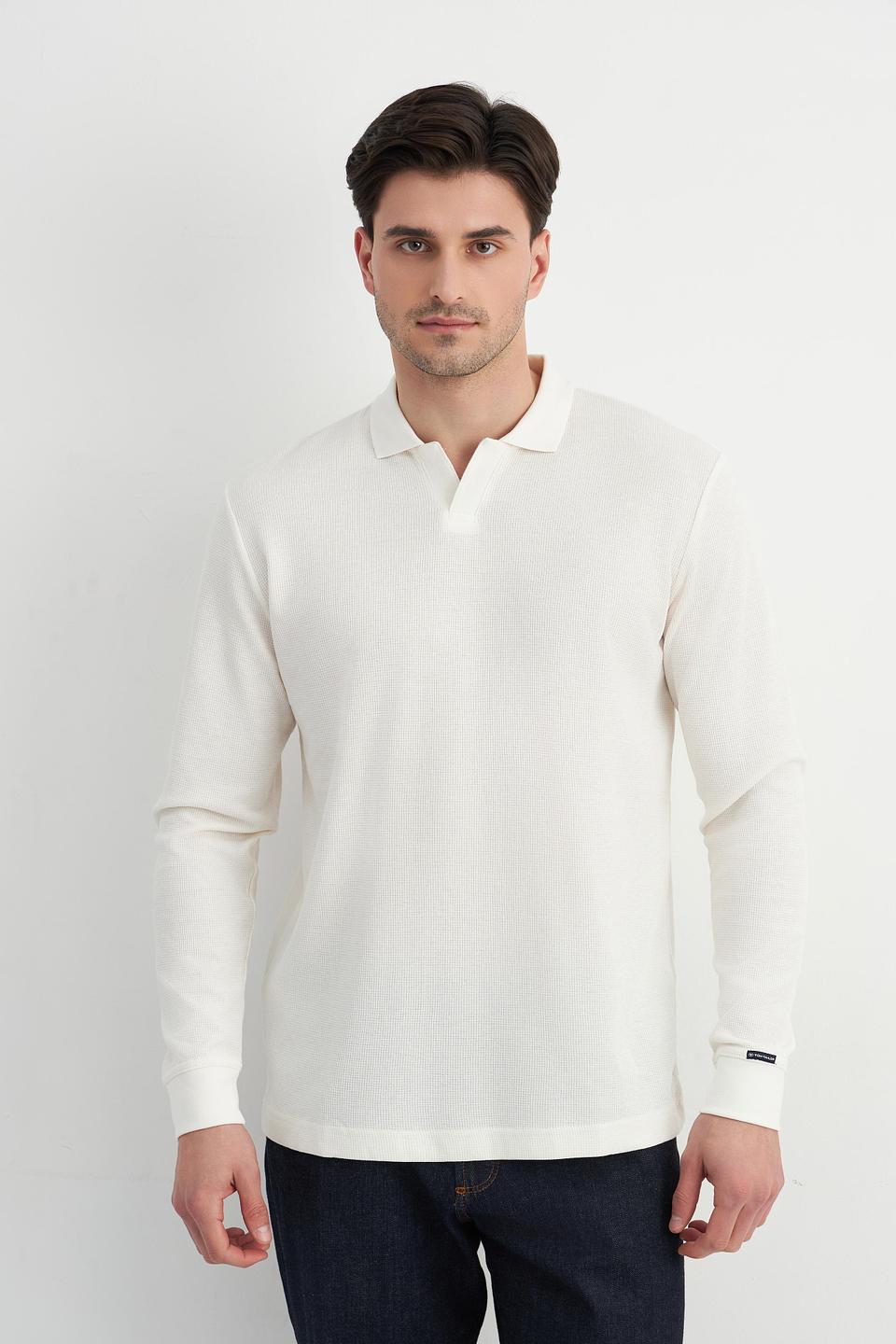 Поло Tom Tailor белое с длинным рукавом