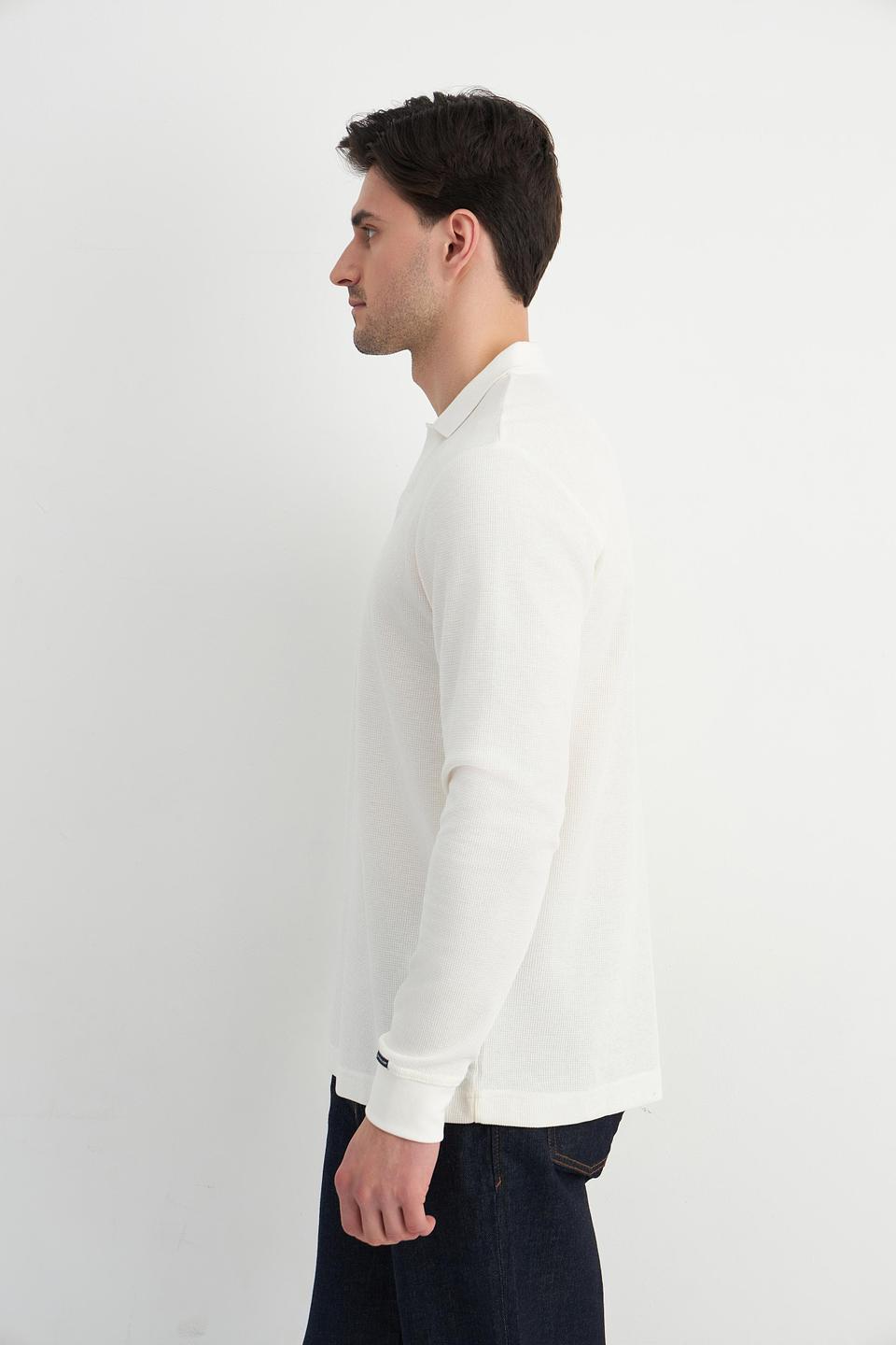 Поло Tom Tailor белое с длинным рукавом